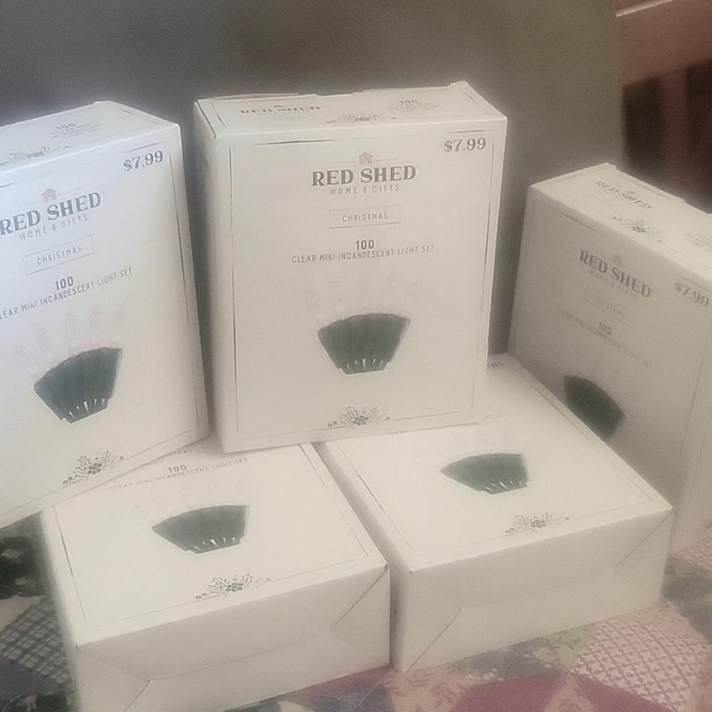 NEW 5 boxes of red Shed 100 Clear Mini Lights